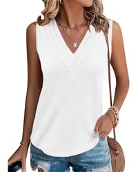 Double V-Neck Sleeveless Casual Tank Top