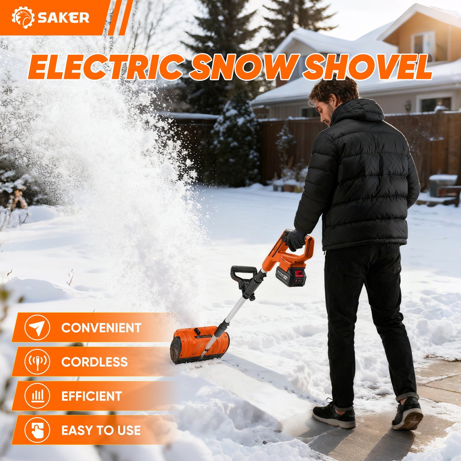 Sakerplus 22V Cordless Electric Snow Shovel