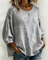 Hollow Cotton Linen Blouse