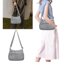Solid Color Fashionable Multi-pocket Zipper Crossbody Bag
