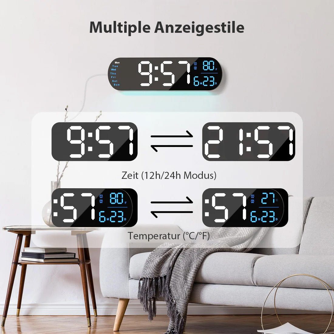 Saker Multifunktionsuhr mit LED-Anzeige