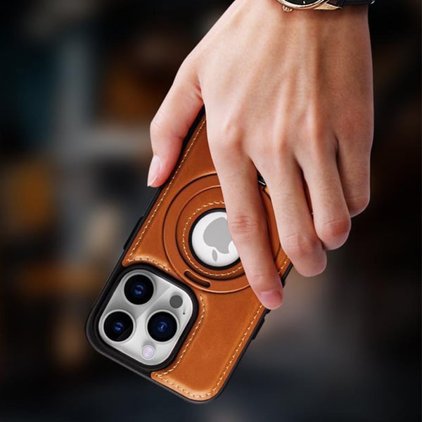 Full-Coverage Shockproof Leather Magnetic Stand iPhone Case