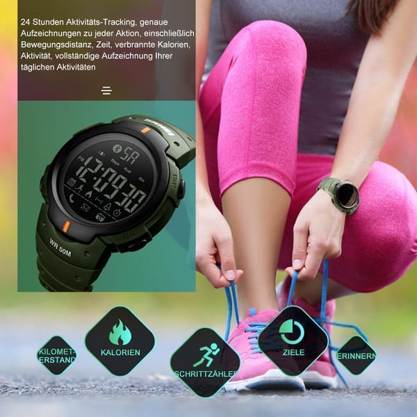 Bluetooth Schrittzähler Digital Smartuhr für Männer