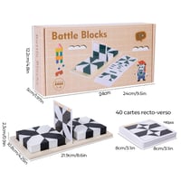 Puzzle géométrique en bois avec blocs cachés et plateau de rangement
