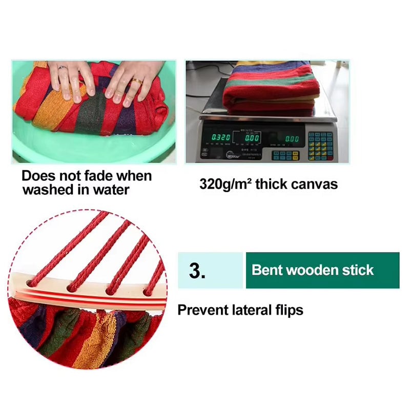 Outdoor Thick Canvas Hammock with Ropes