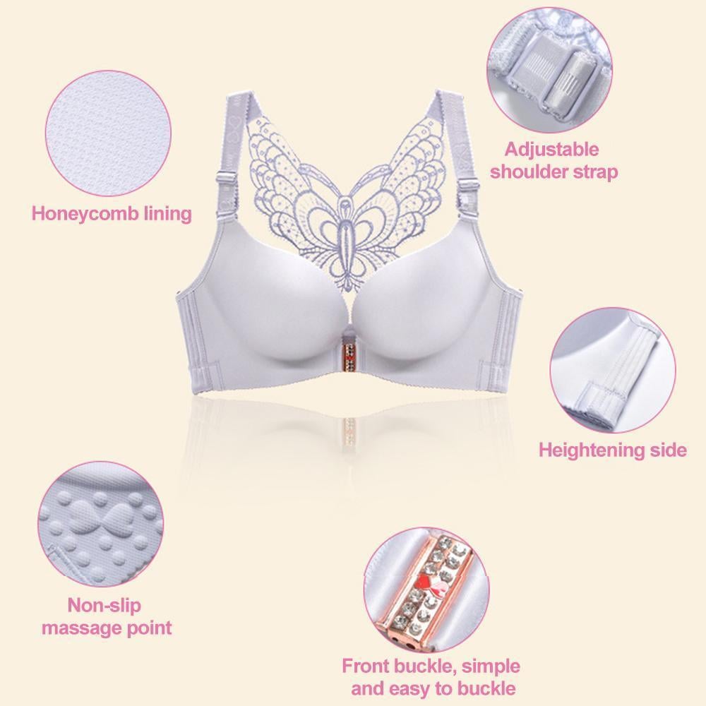 Butterfly Embroidery Front Closure Bra Without Support Wires