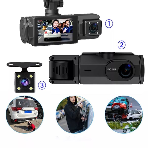 3 Lens Car Dvr Dash Cam