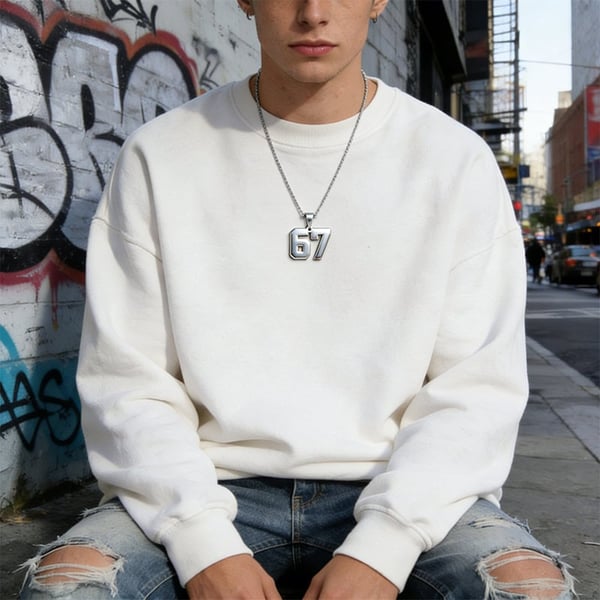 Stainless Steel Sports Number Chain Necklace