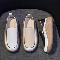 Women's Thick Sole Low-cut Leather Shoes