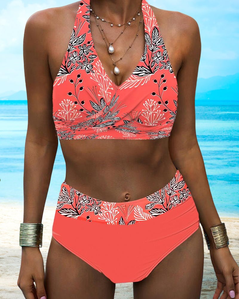 Bikini-Set mit Neckholder-Print