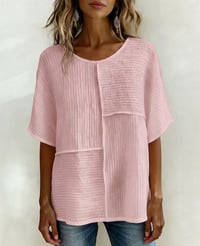 Vertical Textured Patchwork Loose Top