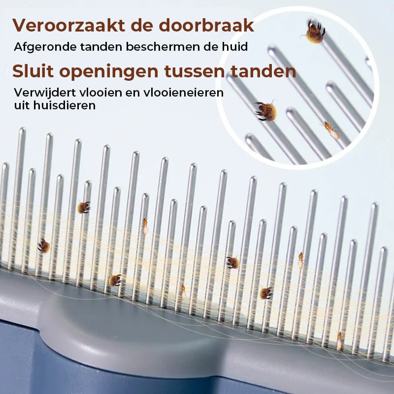 Zelfreinigende verzorgingsborstel voor huisdieren