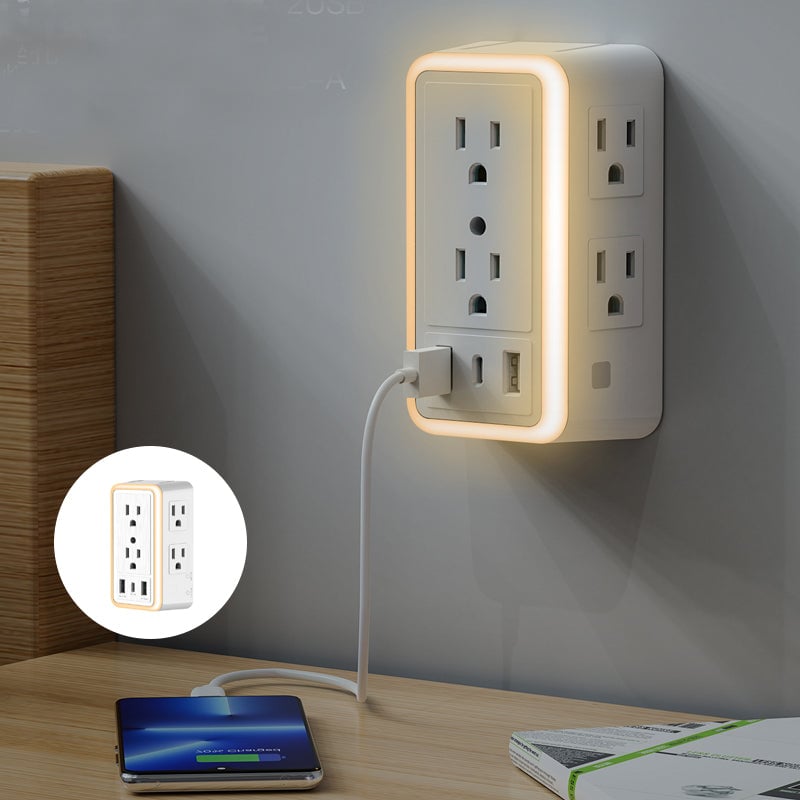 USB Light-Sensing 6-Outlet Power Strip