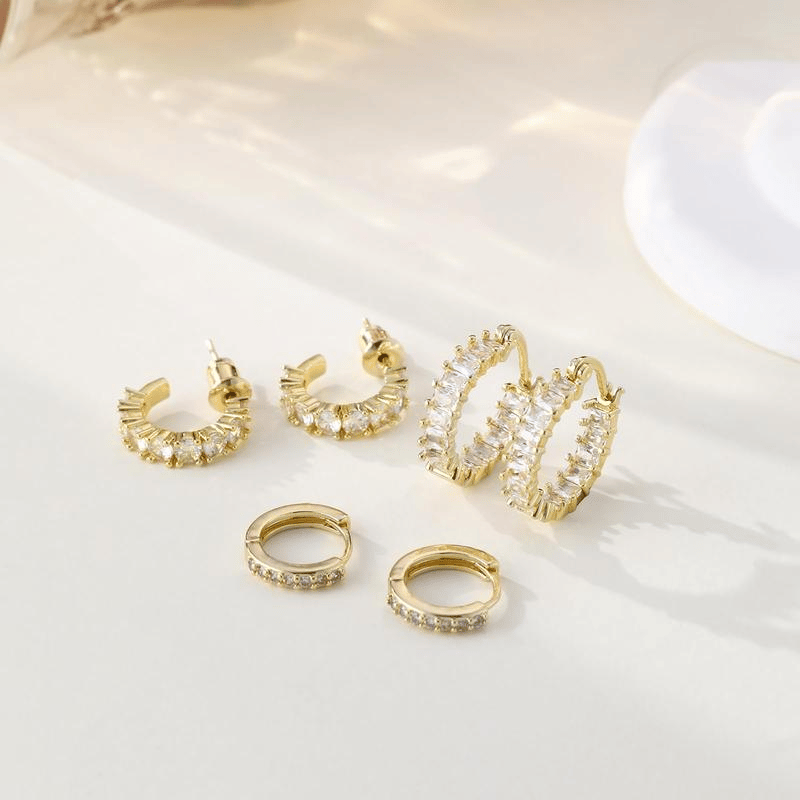 Sparkling Zirconia Chunky Hoop Earrings