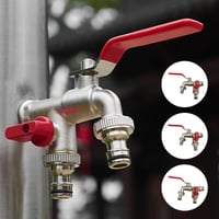 Robinet double sortie en alliage de zinc pour jardinage