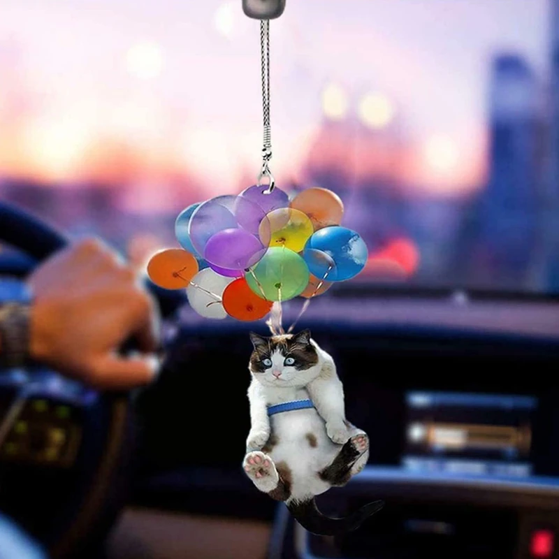 Colorful Balloons and Kitten Pendant