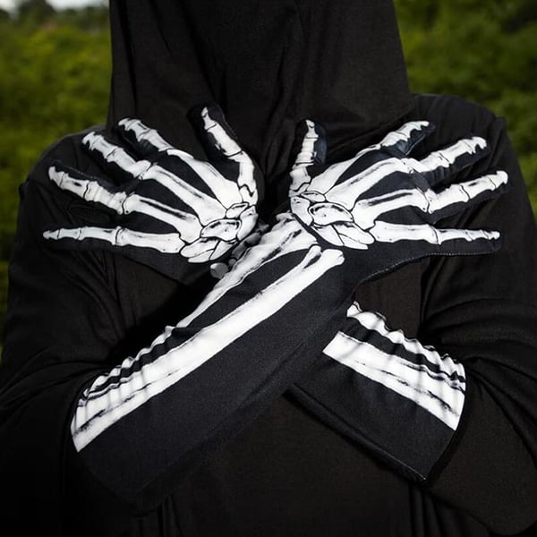 Doppelseitig bedruckte Totenkopf-Handschuhe