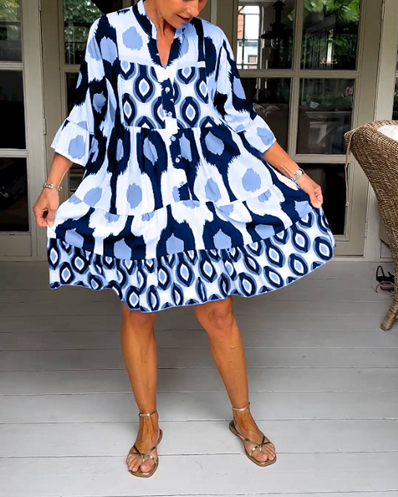 Robe imprimée à manches 3/4