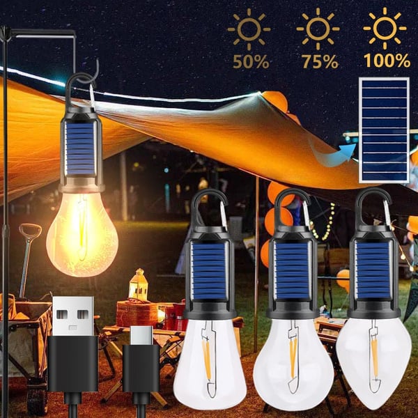 Wasserdichte LED USB wiederaufladbare Solar-Camping-Lampe mit Haken