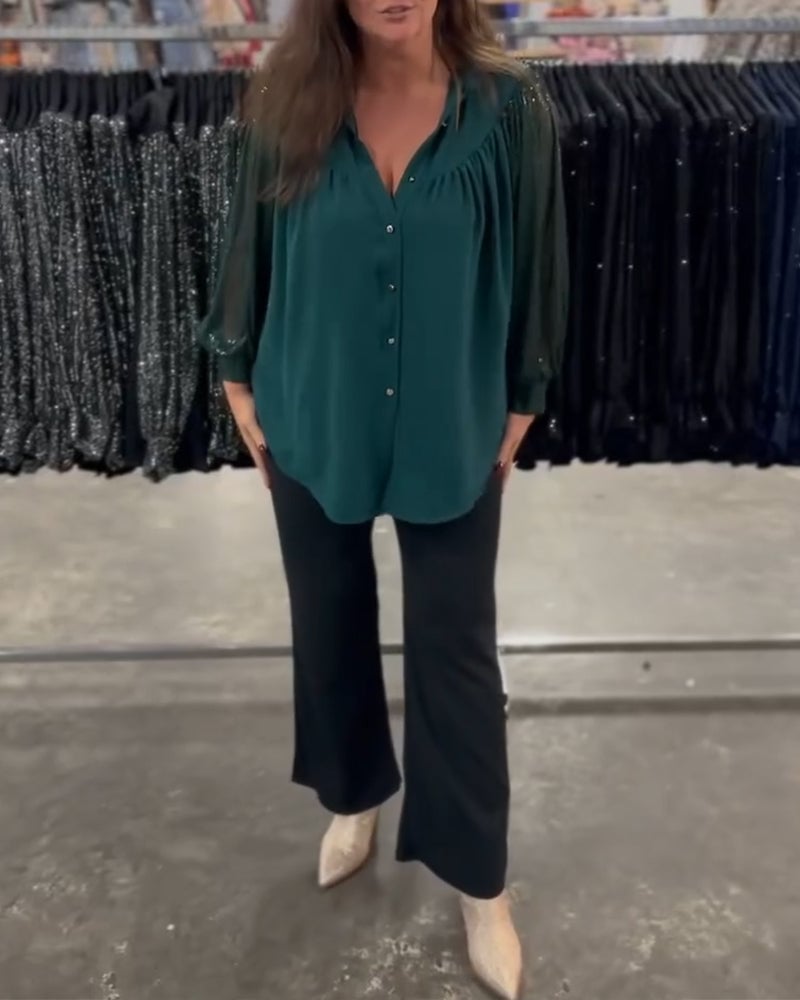 Loose Lapel Button-Down Shirt