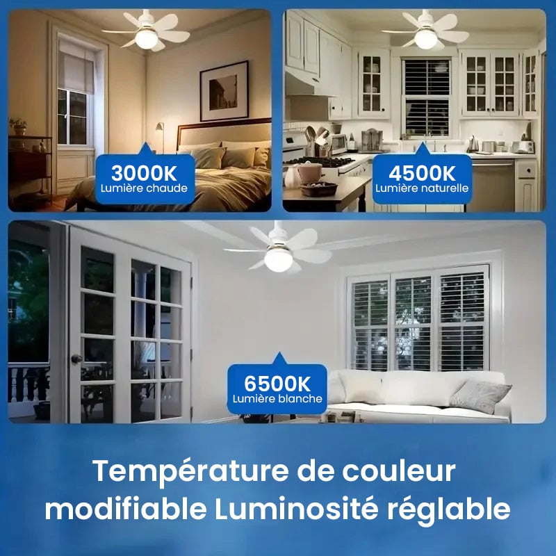 Ventilateur de plafond LED 2 en 1 avec télécommande, base E27E26/B22