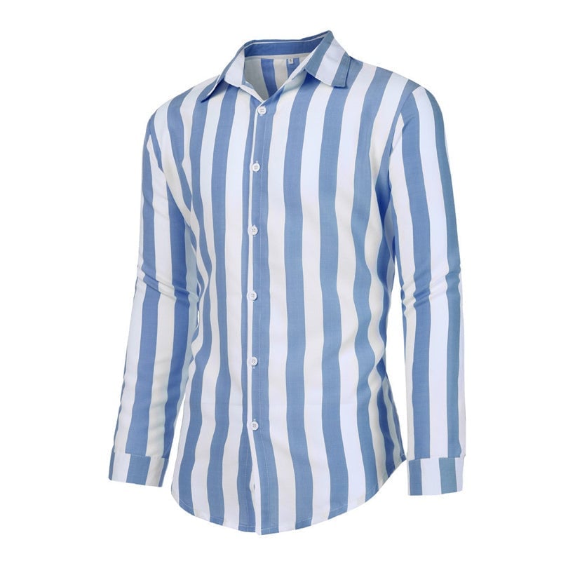 Camicia da uomo a maniche lunghe con bottoni a righe