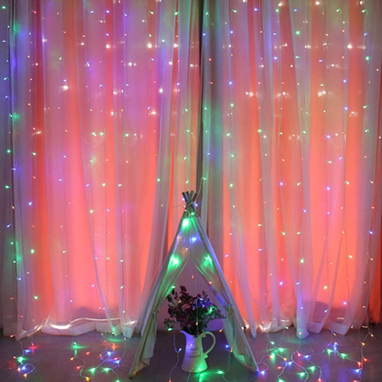 Sakerplus LED Copper String Curtain Lights with USB Remote