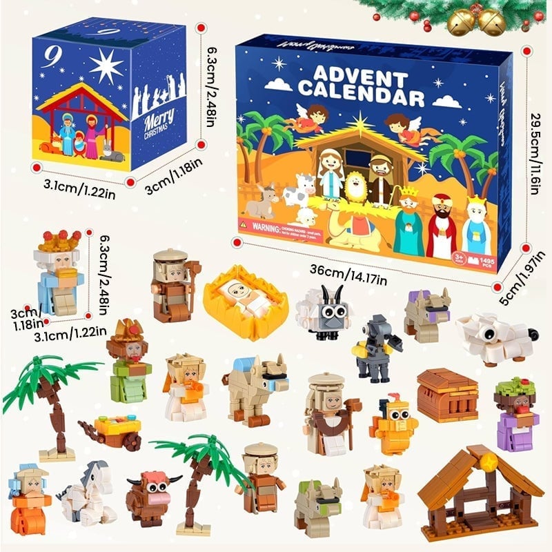 2025 Nativity Advent Calendar – 24-Day Building Block Set Christmas Countdown Gift