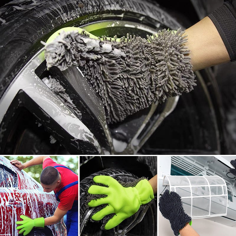 Double-sided five-finger car wash gloves