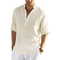 Men's Cotton Linen Shirt Long Sleeve Hippie Casual Beach T Shirts
