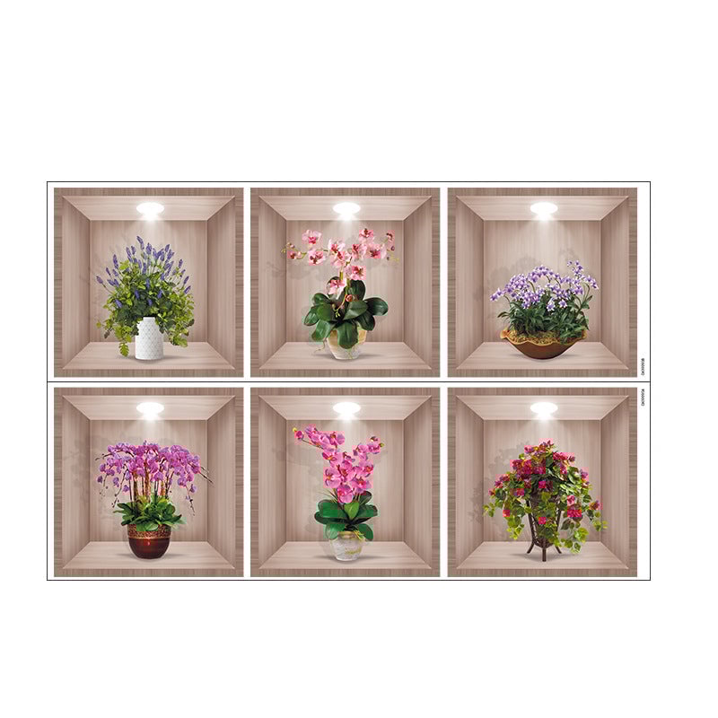Autocollant mural vase fleurs 3D💓