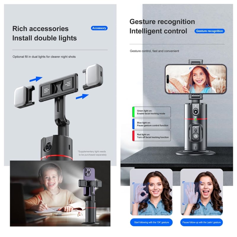 Sakerplus Auto Face Tracking Tripod Remote Control
