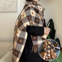 Cozy Heart Plaid Scarf – Soft Winter Wrap for Girls Or Couples