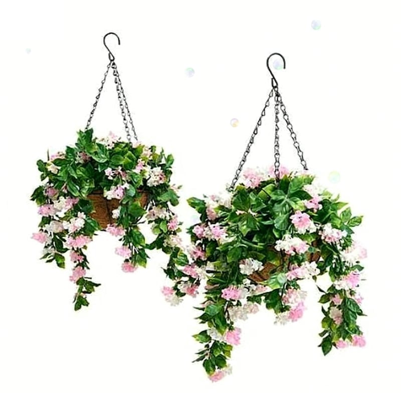 Faux Crepe Myrtle Hanging Baskets