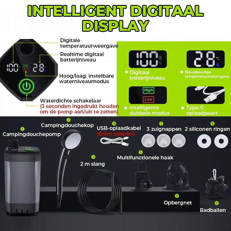 Draagbare Oplaadbare Buiten Camping Douchepomp