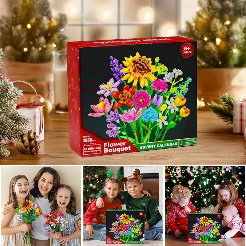 Blombukett byggklossar adventskalender set