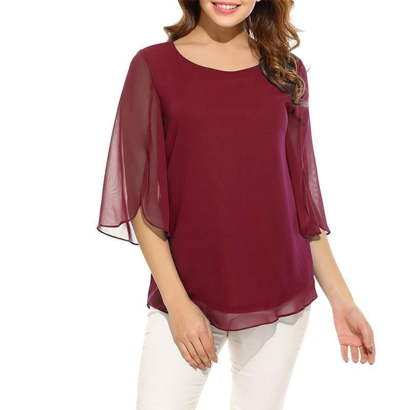 Blusas de gasa con manga acampanada