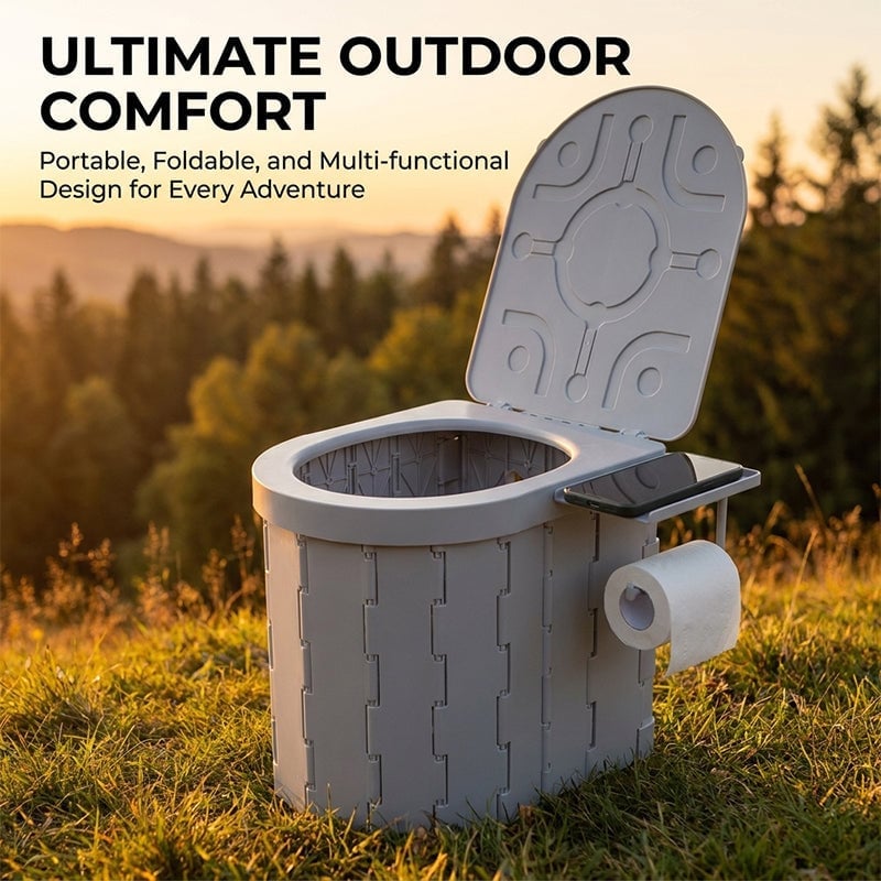 Portable Folding Toilet with Lid