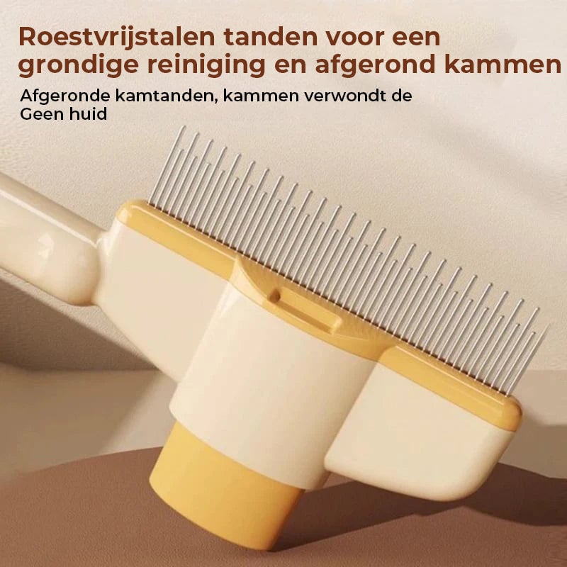 Zelfreinigende verzorgingsborstel voor huisdieren