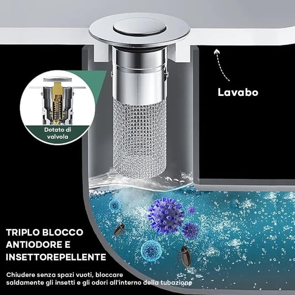 Filtro per scarico a pavimento in acciaio inox