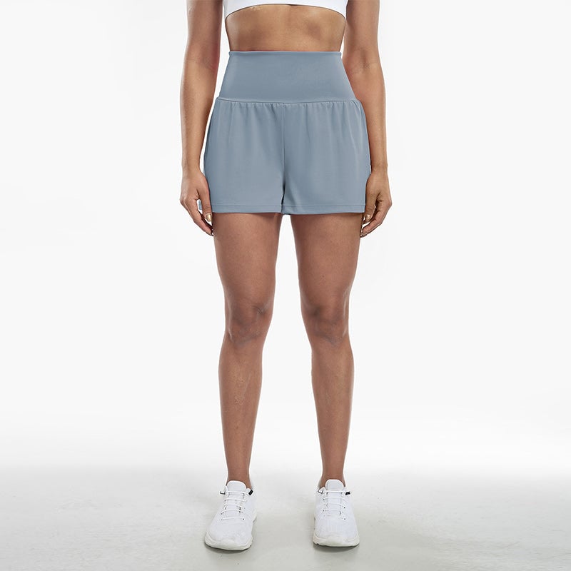 Hochtaillierte Sportshorts mit Fake-Zweiteilung