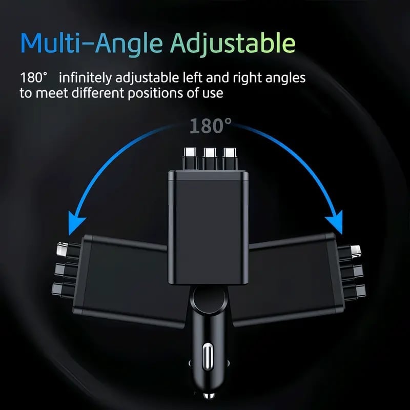 7-in-1 Universal Retractable Car Charger with Intelligent Voltage Display