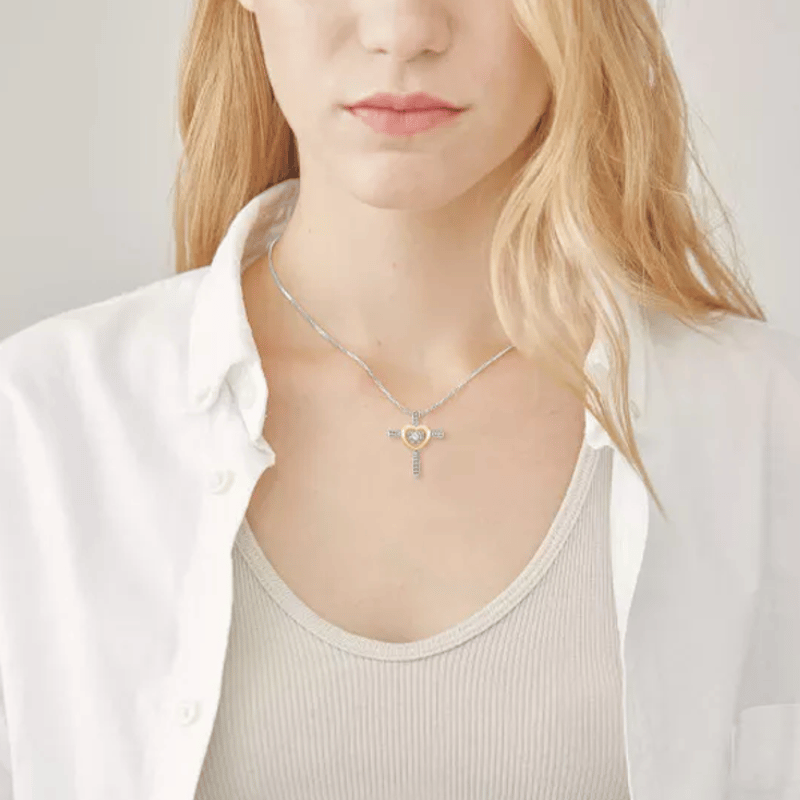 To My Soulmate Cross and Heart Necklace