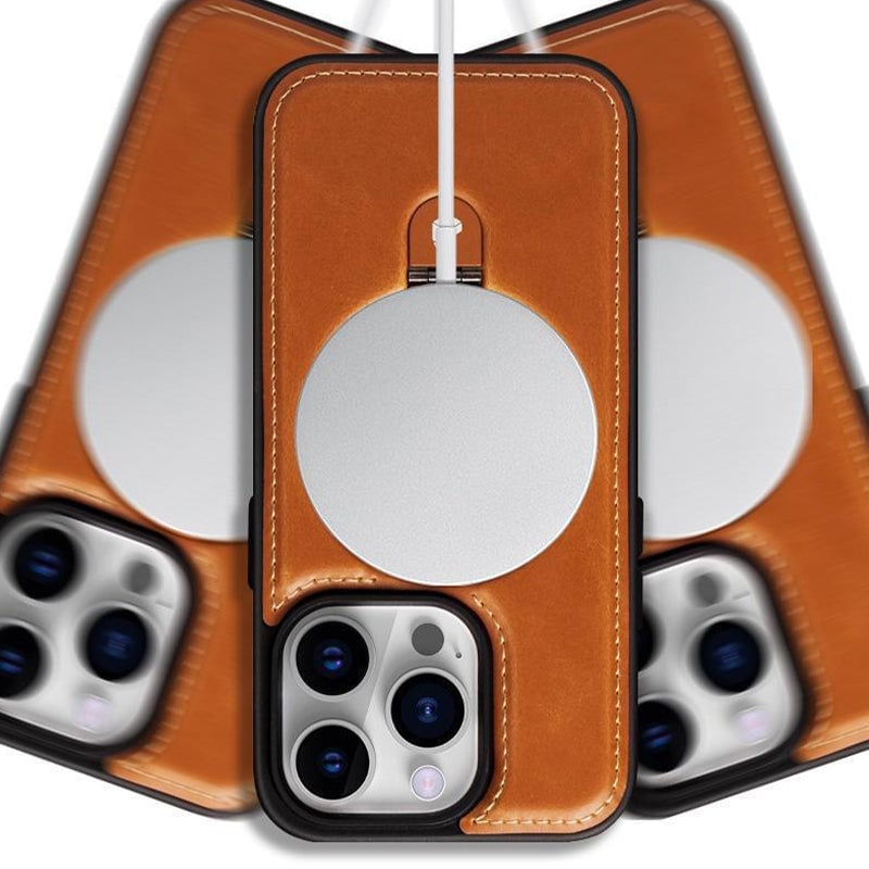 Full-Coverage Shockproof Leather Magnetic Stand iPhone Case