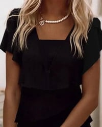 Square Neck Tiered Solid Dress