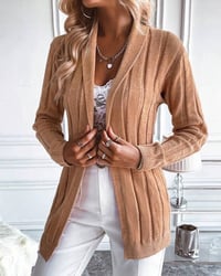 Einfarbiger Rippstrick-Cardigan
