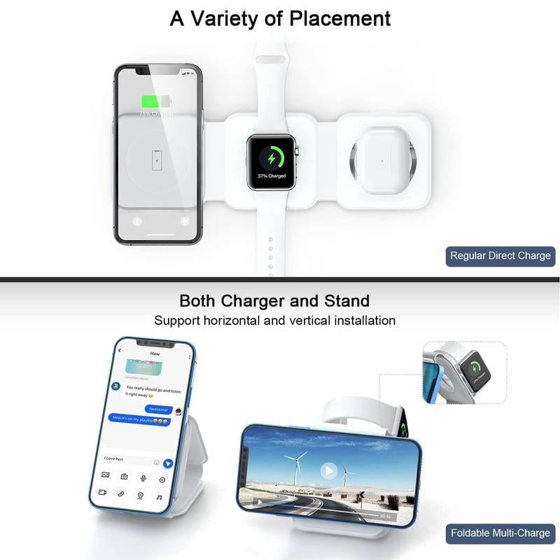 Foldable 3-in-1 Wireless Charger with Magnetic Attraction
