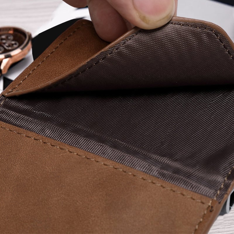 Anti-magnetic RFID card holder with zipper for men