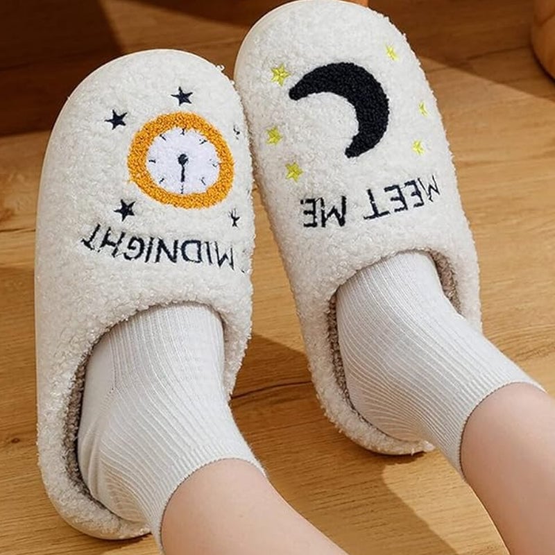 Cartoon Print Plush Slippers