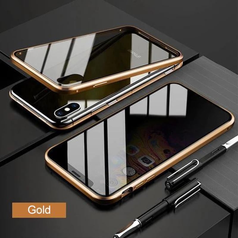 Verbesserte Anti-Peep-Magnet-Telefonhülle aus gehärtetem Glas mit zwei Seiten